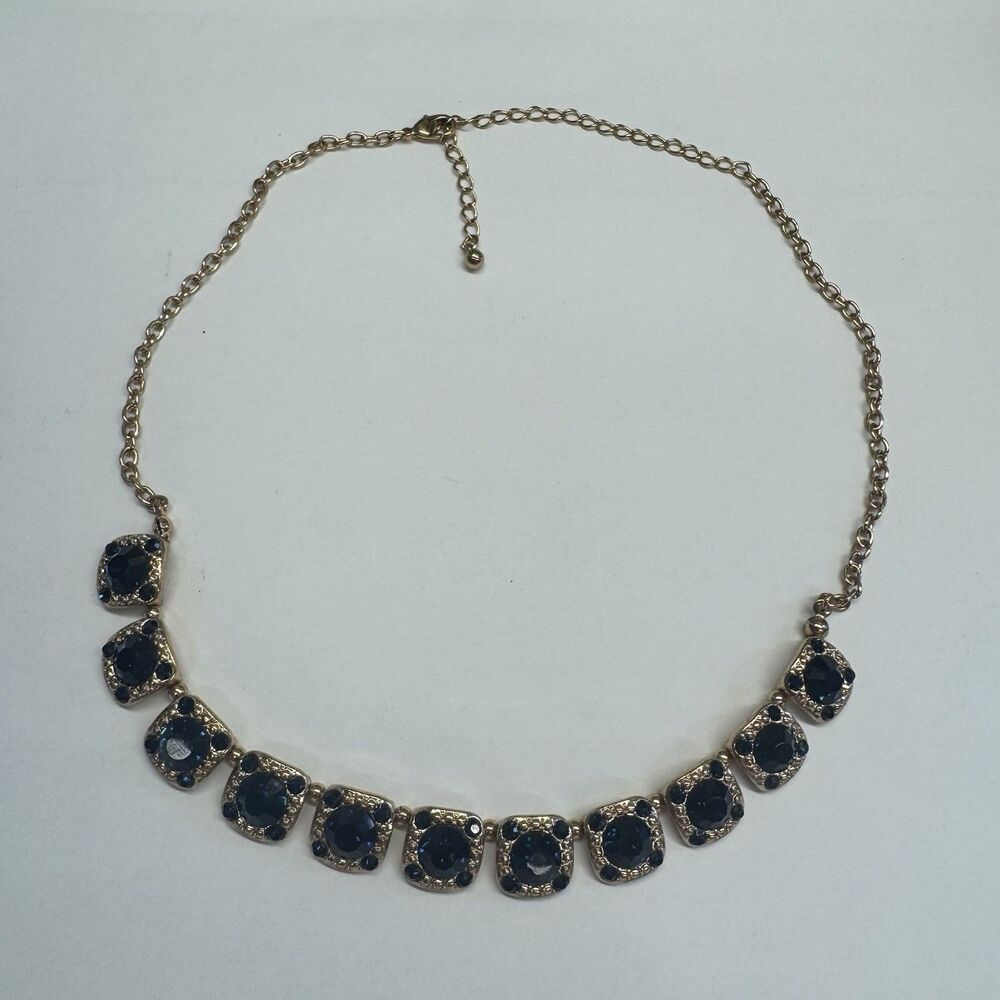 Vintage Necklace Sapphire-like Blue & Black Colored Stones - Picture 11 of 13